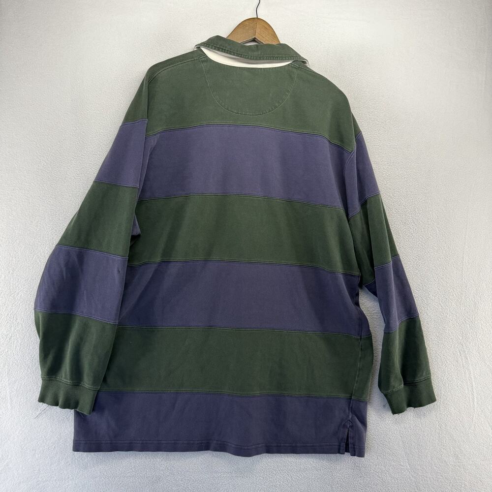 Vintage LL Bean Rugby Shirt men's XL Blue Green Colorblock Thick Distressed y2k - Picture 10 of 10